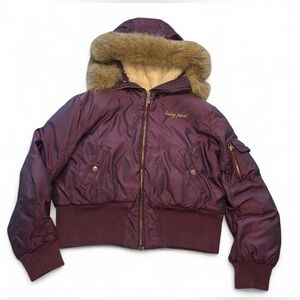 vintage Y2K Baby Phat purple cropped puffer jacket